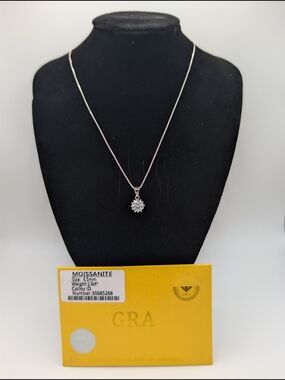 NWT 1.0 CT D Color Moissanite Starburst Necklace S925 GRA Certified